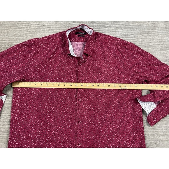Nine West Shirt Mens XL Red Patterned Button Up Long Sleeve Slim Fit Casual - Picture 4 of 11